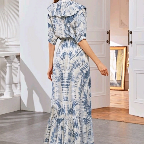 NEW Blue Tie Dye Maxi Dress - Picture 3 of 7